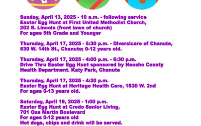 Chanute Easter Egg Hunts – April 13-19 at various locations- See flyer for details