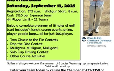 Please join us for the 25th Annual Chamber Golf Tournament 2-Person Scramble; Stone Creek Golf Course- Sat. Sept. 13, 2025