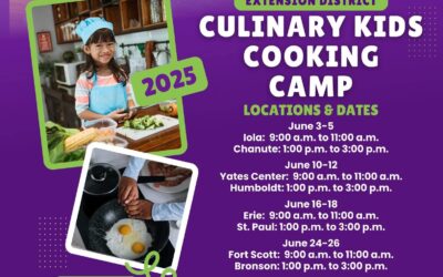 Southwind Extension District Culinary Kids Cooking Camp – June 3-5; 1:00 – 3:00 p.m., Chanute; Reserve your spot.