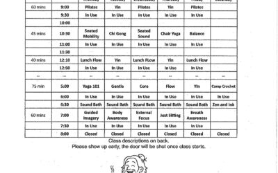Studio 01; Yoga Studio Summer Schedule; 1 E. Main, Chanute