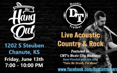 Dustin Treiber returns to perform his LIVE Solo Acoustic Country/Rock Show, at The Hangout in Chanute, KS