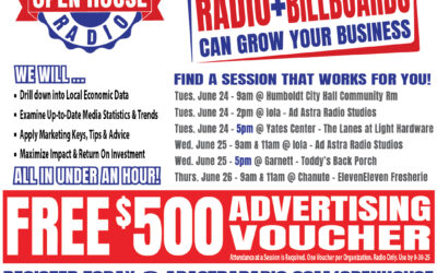 Ad Astra Radio will host a 2025 Open House – Thurs. June 26 – 9am & 11am in Chanute @ ElevenEleven Fresherie