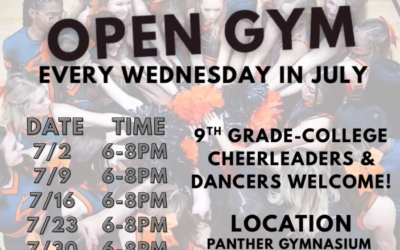 Neosho County Community College Spirit Squad Hosting Open Gym! sessions in July with Coach Kristin from 6-8pm! All 9th graders through College Level Cheerleaders and Dancers