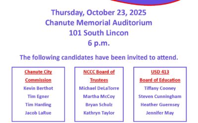 General Candidate Forum sponsored by Chanute Area Chamber of Commerce & Office of Tourism. Oct. 23, 2025.