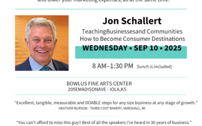 Join Network Kansas E-Community and Allen County eCommunity for a in-person workshop with nationally recognized speaker, Jon Schallert. Wed., Sep. 10, 2025 @ Bowlus Fine Arts Center.