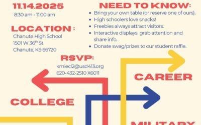 Chanute High School College and Career Fair – Nov. 14, 8:30 a.m. – 11:00 a.m. *Reserve your table now!