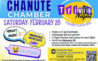 Chamber Trivia Night – Central Park Pavilion; Great Music, memorable movie clips, and lots of laughs! Reservations are needed!