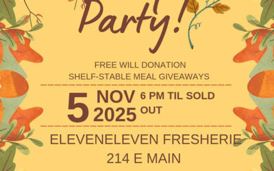 Eleveneleven Fresherie  will be offering a free will donation soup dinner and handing out non perishable meals to those in need.  It will be first come, first serve Wednesday night at 6pm.