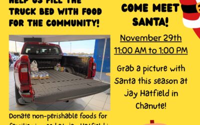 Jay Hatfield Chevrolet GMC. November 29th, 11:00 am – 1:00 pm – Santa Claus in the showroom!