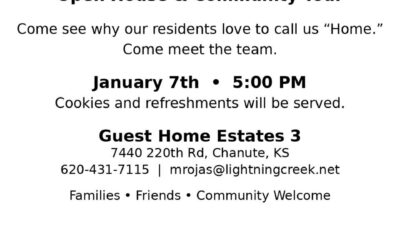 Guest Home Estates 3  7440 220th Rd, Chanute, KS  – LOVE LIVES HERE TOUR  Open House & Community Tour