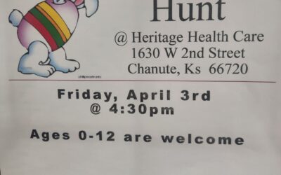 Americare – Heritage Health Care Easter Egg Hunt – We have moved our Easter egg hunt to indoors . Fri. Apr. 3,  @ 4:30pm. Still will have the same great prizes . We also will have the Easter bunny.