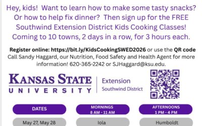 Kids Cooking Class- Lots of locations for a chance to learn from Southwind Extension District Kids Cooking Class. In Chanute