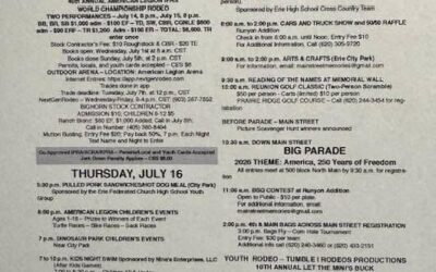 Erie KS Old Soldiers & Sailors Reunion Events- July 13 – July 18 – This annual event is held in Erie, Kansas and is its oldest tradition, dating back to 1873.  Erie’s Old Soldiers and Sailors Reunion is a six day event.