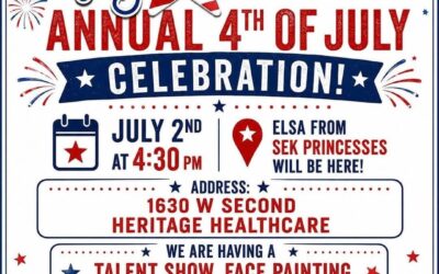 Heritage Healthcare- 1630 W. 2nd- 4th of July Celebration on July 2nd at 4:30 pm- Talent Show, Face Painting & a BBQ