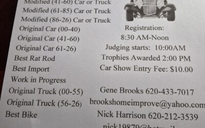 Car Art in the Park- 16th Annual Mirza SEKCATS Car Show June 13th , 2026 @ Katy Park in Chanute. l(S